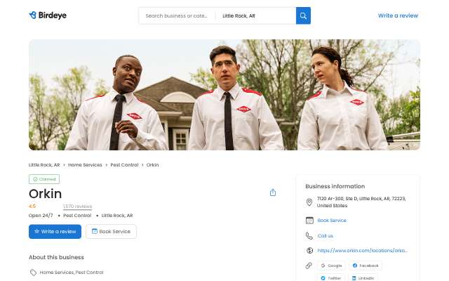 Orkin (Little Rock)'s page as the assistant saw it