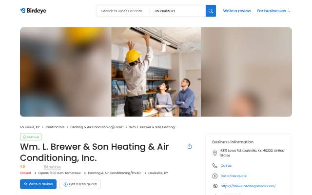 Wm. L. Brewer & Son Heating & Air Conditioning's page as the assistant saw it