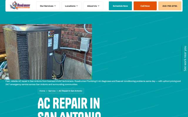 Roadrunner Plumbing & Air's page as the assistant saw it