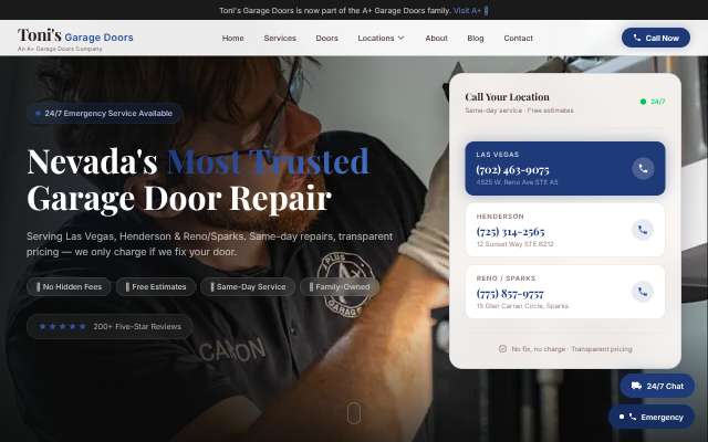 Page cited for Toni's Garage Doors
