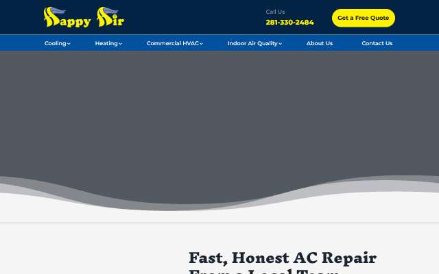 Happy Air's page as the assistant saw it