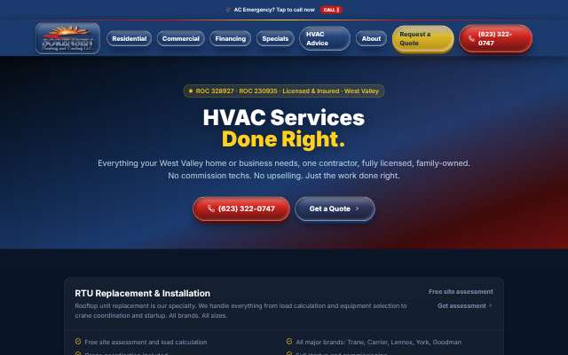 Sorensen Heating & Cooling's page as the assistant saw it