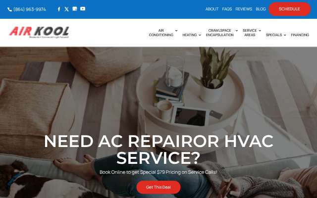 Air Kool Heat & Air's page as the assistant saw it
