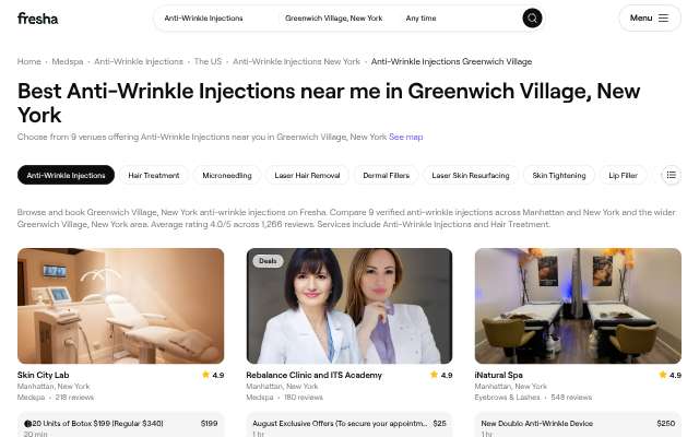 Skin City Lab's page as the assistant saw it
