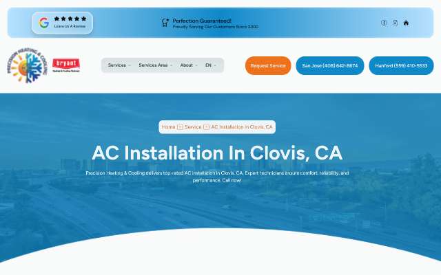 Precision Heating & Cooling's page as the assistant saw it