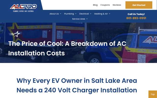 All Pro Service Group's page as the assistant saw it