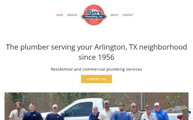 Tom's Plumbing, Inc's page as the assistant saw it