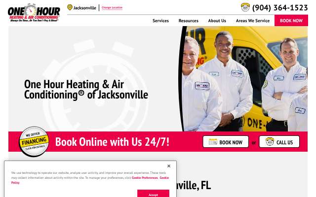 One Hour Heating & Air Conditioning of Jacksonville's page as the assistant saw it