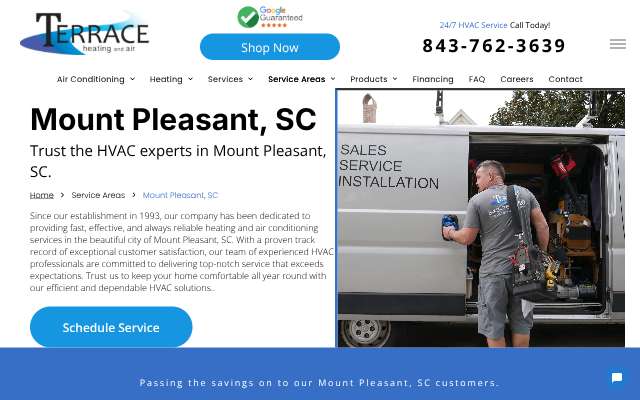 Terrace Heating & Air, Inc's page as the assistant saw it