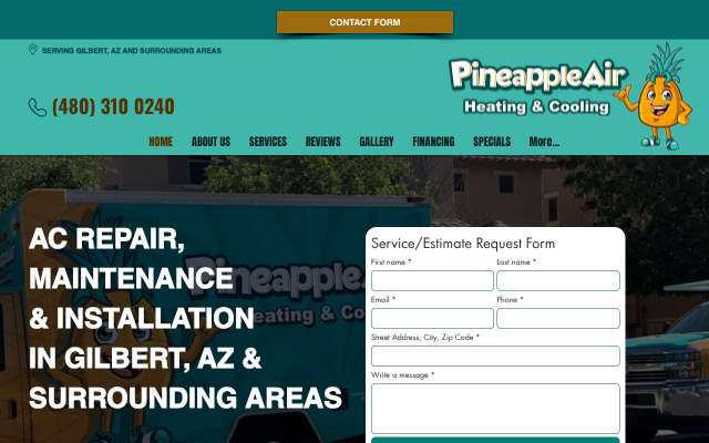 Pineapple Air Heating & Cooling's page as the assistant saw it