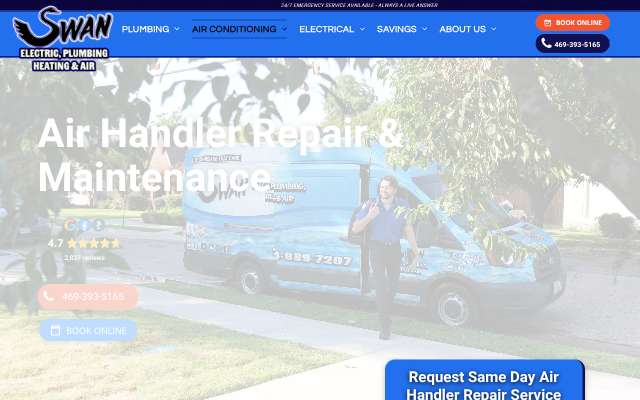 Swan Electric, Plumbing, Heating & Air's page as the assistant saw it