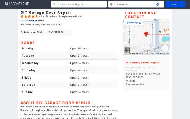 BIY Garage Door Repair's page as the assistant saw it