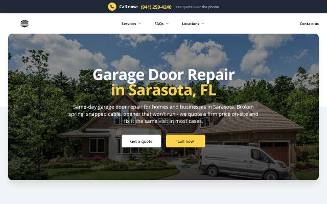 Sarasota Garage Door Repair LLC's page as the assistant saw it