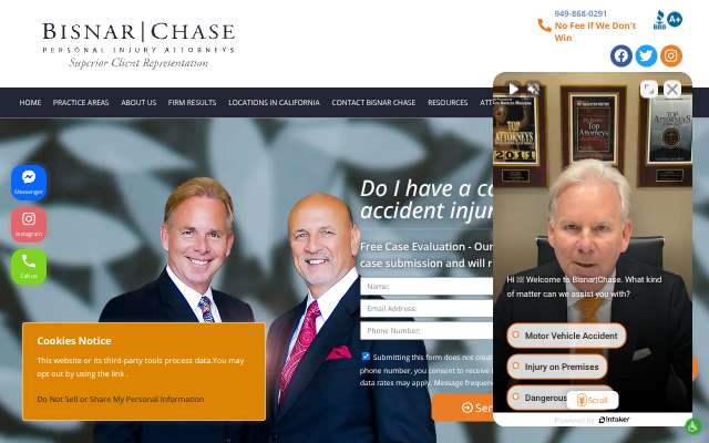 Bisnar Chase's page as the assistant saw it