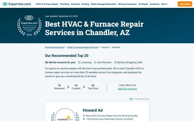 AirTime Cooling & Heating's page as the assistant saw it