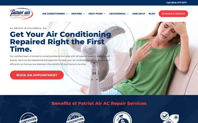 Patriot Air Comfort Systems's page as the assistant saw it
