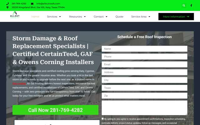 Page cited for All Out Roofing
