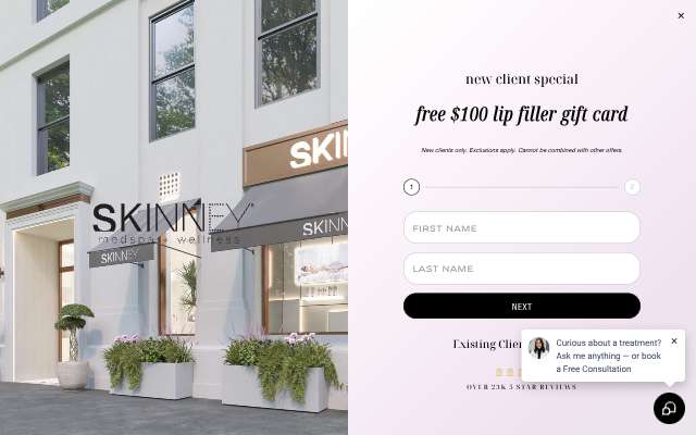 Skinney Medspa's page as the assistant saw it