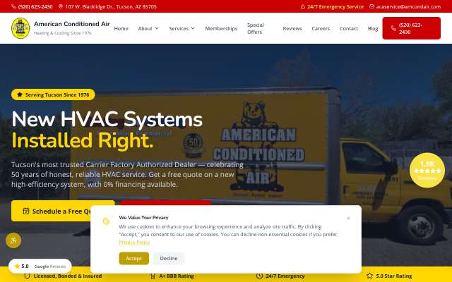 American Conditioned Air's page as the assistant saw it