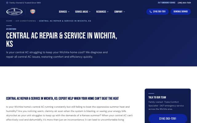 Kelley & Dawson Service's page as the assistant saw it