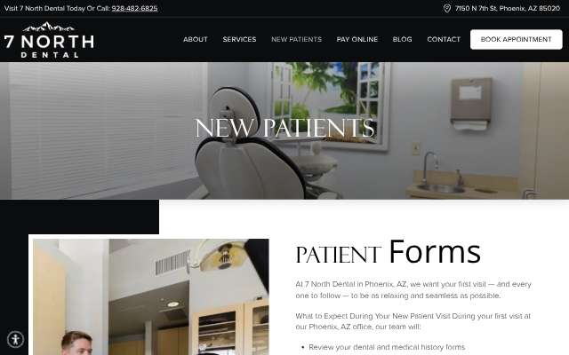 7 North Dental's page as the assistant saw it