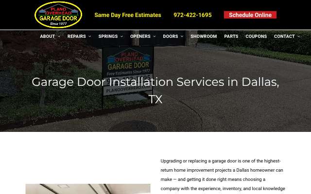 Page cited for Plano Overhead Garage Door