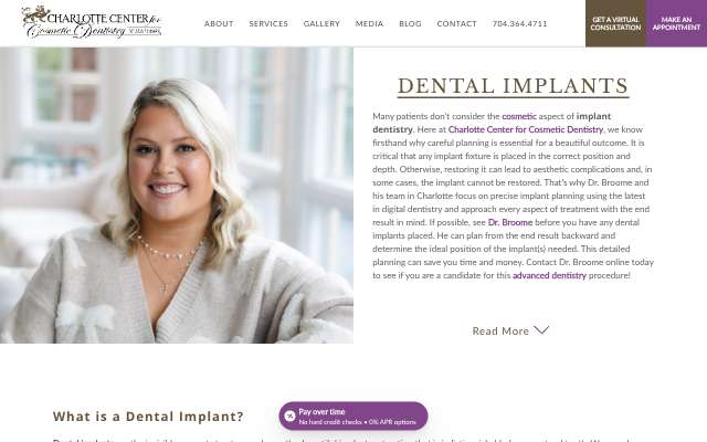 Charlotte Center for Cosmetic Dentistry (Destination Smile)'s page as the assistant saw it