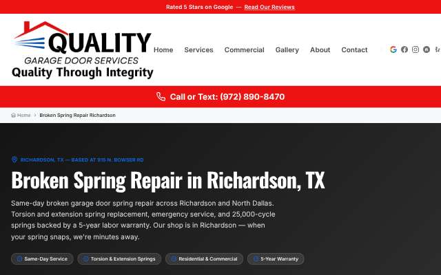 Quality Garage Door Services's page as the assistant saw it