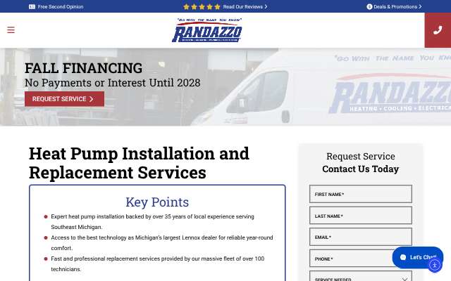 Randazzo Heating, Cooling, and Electrical's page as the assistant saw it