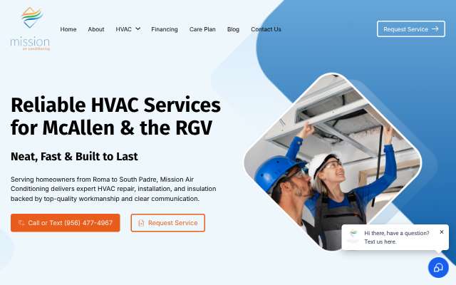 Mission Air Conditioning's page as the assistant saw it