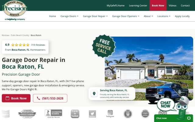 Precision Garage Door of South Florida's page as the assistant saw it