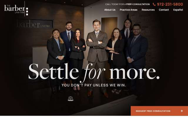 The Barber Law Firm's page as the assistant saw it