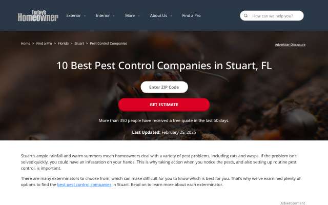 Page cited for Purcor Pest Solutions