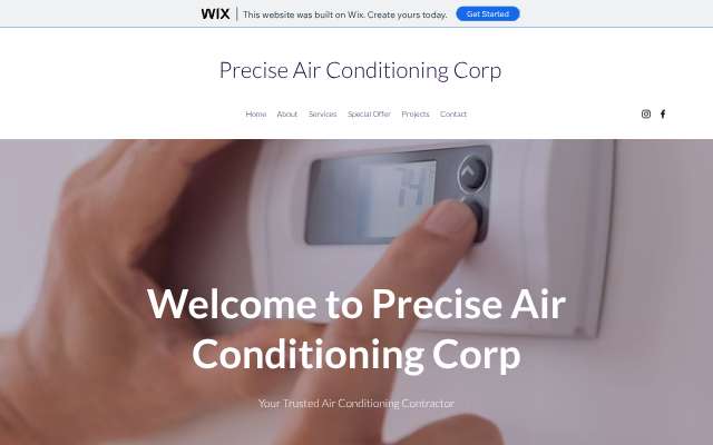 Precise Air Conditioning Corp.'s page as the assistant saw it