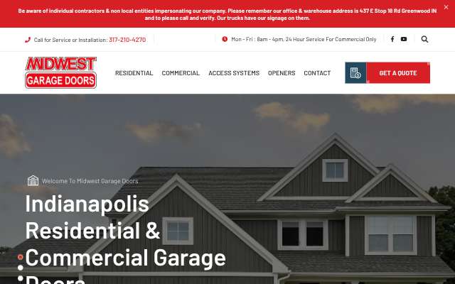 Midwest Garage Door Systems's page as the assistant saw it
