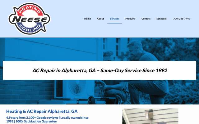 Page cited for Neese Heating, AC & Plumbing