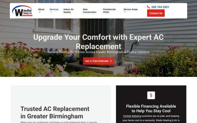 Wade Heating & Air's page as the assistant saw it