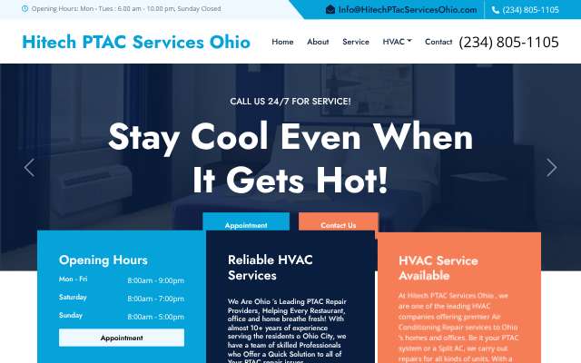 Hitech PTAC Services Ohio's page as the assistant saw it