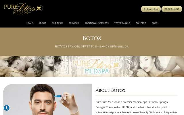 Pure Bliss Medspa's page as the assistant saw it