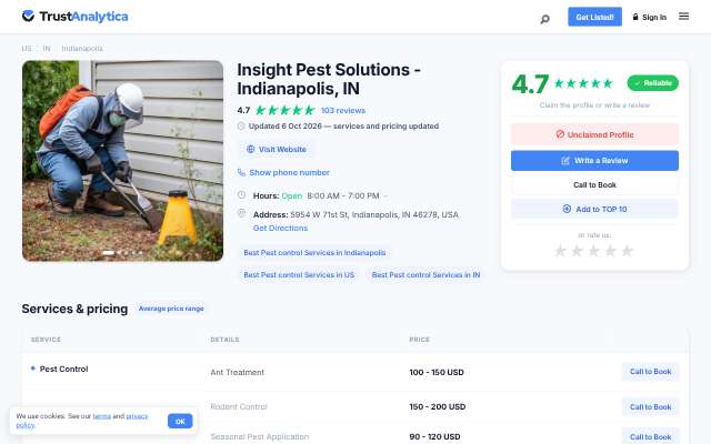 Insight Pest Solutions - Indianapolis's page as the assistant saw it