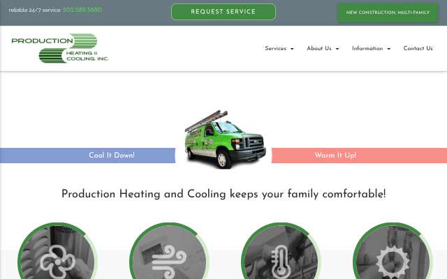 Production Heating and Cooling's page as the assistant saw it