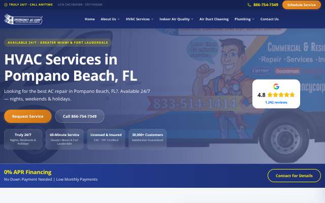 Emergency AC Corp's page as the assistant saw it