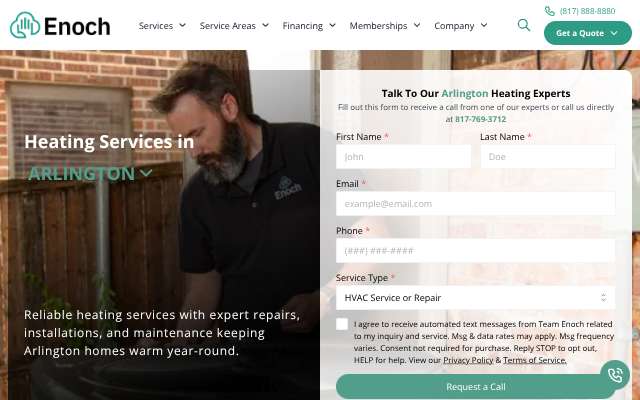 Team Enoch HVAC Service DFW's page as the assistant saw it