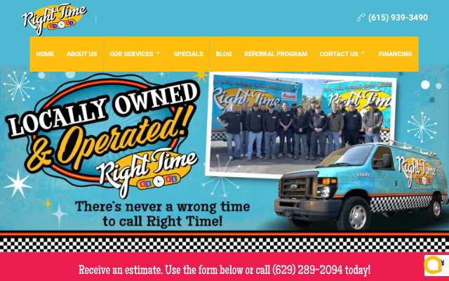 Right Time HVAC's page as the assistant saw it