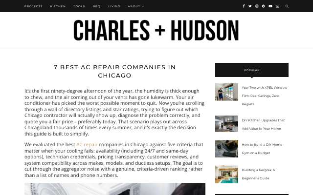 King Heating, Cooling & Plumbing's page as the assistant saw it