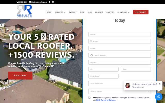 Results Roofing Houston's page as the assistant saw it