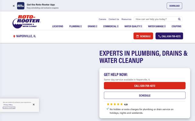 Roto-Rooter Plumbing & Water Cleanup (Naperville)'s page as the assistant saw it