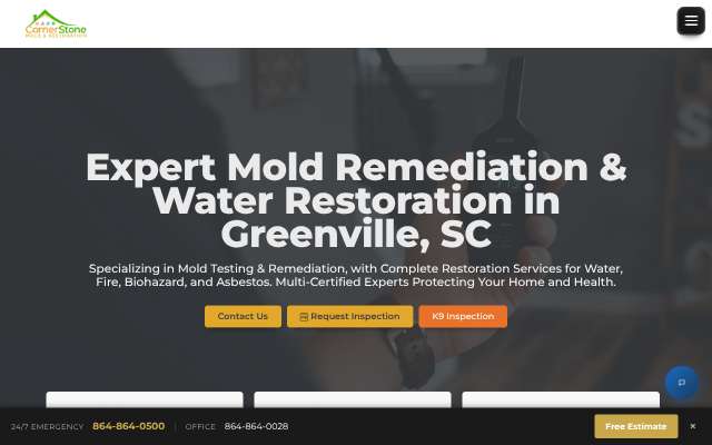 Cornerstone Mold & Restoration's page as the assistant saw it