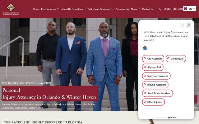 Injury Assistance Law Firm's page as the assistant saw it