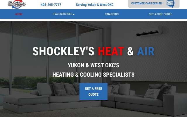Shockley's Heat & Air's page as the assistant saw it